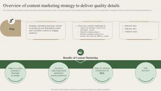 Overview Of Content Marketing Strategy To Deliver Quality Charity Marketing Strategy MKT SS V