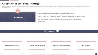 Overview Of Cost Focus Strategy Focus Strategy For Niche Market Entry
