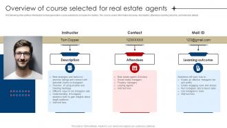Overview Of Course Selected For Real Estate Agents Digital Marketing Strategies For Real Estate MKT SS V