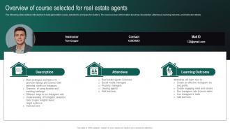 Overview Of Course Selected For Real Estate Agents Real Estate Branding Strategies To Attract MKT SS V