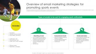 Overview Of Email Marketing Strategies For Promoting Sports Event Marketing Strategy SS V