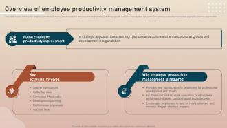 Overview Of Employee Productivity Management System Key Initiatives To Enhance