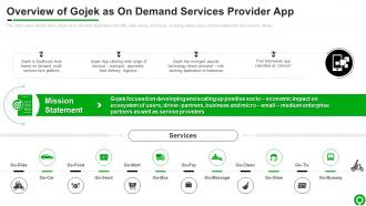 Overview Of Gojek As On Demand Services GOJEK Investor Funding Elevator Pitch Deck