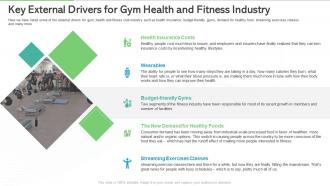 Overview of gym health and fitness clubs industry key external drivers for gym health and fitness industry