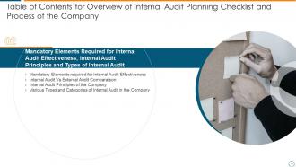 Overview of internal audit planning checklist and process of the company powerpoint presentation slides