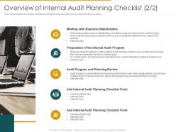 Overview of internal audit planning checklist internal audit assess the effectiveness
