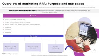Overview Of Marketing RPA Purpose And Use Cases AI Marketing Strategies AI SS V