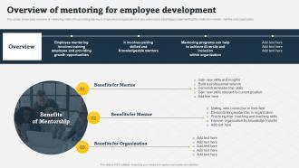 Overview Of Mentoring For Employee Development On Job Employee Training Program For Skills