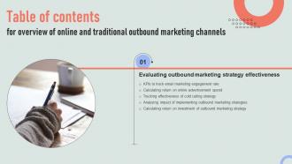 Overview Of Online And Traditional Outbound Marketing Channels For Table Of Contents MKT SS V