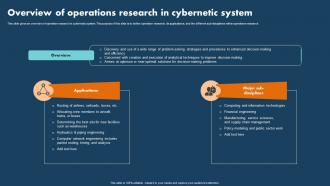 Overview Of Operations Research In Cybernetic System Operations Research