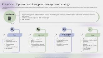 Overview Of Procurement Supplier Management Strategy Steps To Create Effective Strategy SS V
