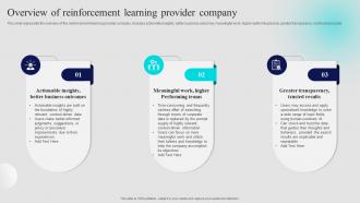 Overview Of Reinforcement Learning Provider Company Approaches Of Reinforcement Learning IT