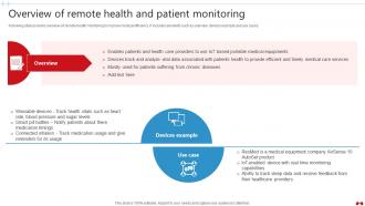 Overview Of Remote Health And Patient Transforming Healthcare Industry Through Technology IoT SS V