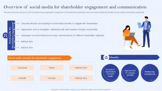 Overview Of Social Media For Shareholder Engagement And Communication Channels And Strategies