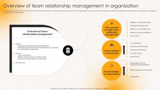 Overview Of Team Relationship Management Building Strong Team Relationships Mkt Ss V