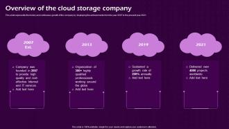 Overview Of The Cloud Storage Company Virtual Cloud IT Ppt Styles Icons