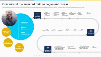 Overview Of The Selected Risk Management Course Developing Risk Management