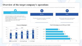 Overview Of The Target Companys Operations Buy Side Of Merger And Acquisition Ppt Summary Pictures