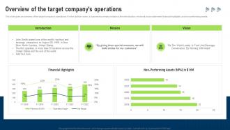 Overview Of The Target Companys Operations Buy Side Services To Assist In Deal Valuation