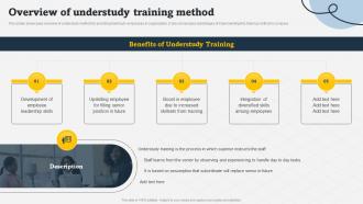 Overview Of Understudy Training Method On Job Employee Training Program For Skills