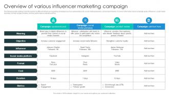 Overview Of Various Influencer Business Growth Plan To Increase Strategy SS V