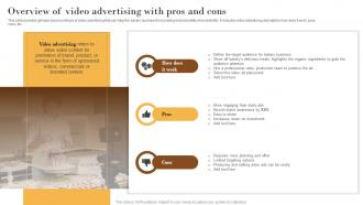 Overview Of Video Advertising Elevating Sales Revenue With New Bakery MKT SS V