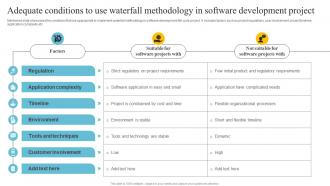 Overview Of Waterfall Approach Adequate Conditions To Use Waterfall Methodology In Software