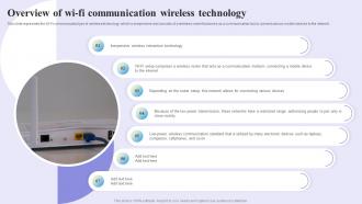 Overview Of Wi Fi Communication Wireless Technology 1G To 5G Evolution Ppt Icons