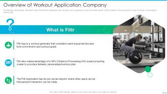 Overview of workout application company fittr investor funding elevator pitch deck
