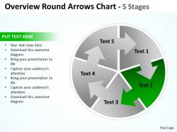 Overview round diagram colorful arrows chart 5 stages 10