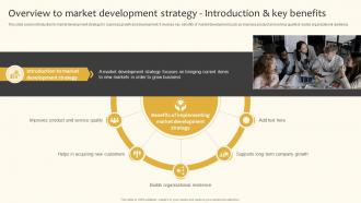 Overview To Market Development Strategy Introduction Implementing Product And Market Strategy SS