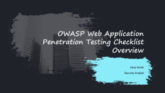 Owasp Web Application Penetration Testing Checklist Overview Ppt Summary At