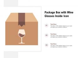 Package box with wine glasses inside icon