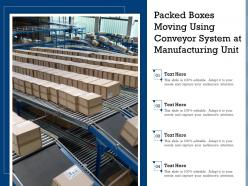 Packed boxes moving using conveyor system at manufacturing unit