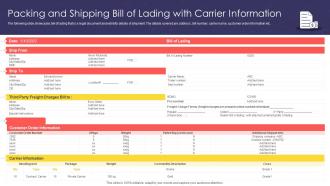Packing And Shipping Bill Of Lading With Carrier Information