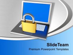 Padlock on laptop internet security powerpoint templates ppt themes and graphics 0113