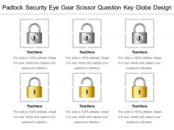 Padlock Security Eye Gear Scissor Question Key Globe Design