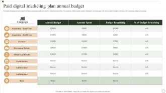 Paid Digital Marketing Plan Annual Budget