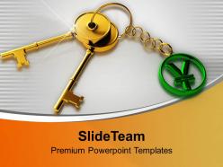 Pair Of Golden Keys With Yen Key Chain PowerPoint Templates PPT Themes And Graphics 0213