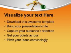 Pair of golden keys with yen key chain powerpoint templates ppt themes and graphics 0213
