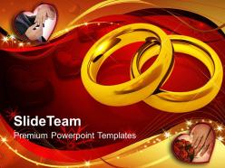 Pair of golden rings wedding youth powerpoint templates ppt themes and graphics 0113