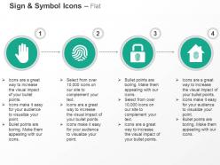 Palm finger print lock home safety ppt icons graphics