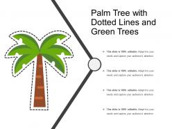 Palm tree with dotted lines and green trees