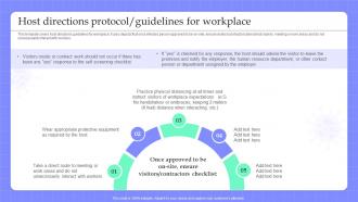 Pandemic Business Strategy Playbook Host Directions Protocol Guidelines For Workplace