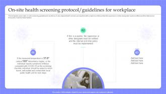 Pandemic Business Strategy Playbook On Site Health Screening Protocol Guidelines For Workplace