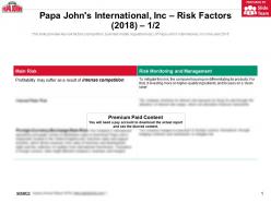 Papa johns international inc risk factors 2018