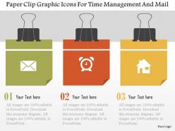 Paper clip graphic icons for time management and mail flat powerpoint design