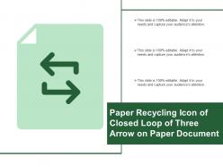 Paper Recycling Icon Of Closed Loop Of Three Arrow On Paper Document