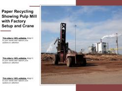 Paper recycling showing pulp mill with factory setup and crane