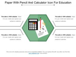 Paper with pencil and calculator icon for education